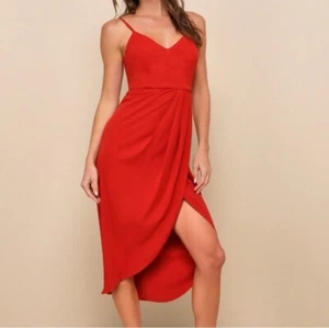 NWT Lulus Women's Red Midi Dress  - Picture 1 of 10