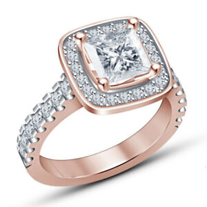 Princess White Square Zircon Rose Gold Wedding Ring Jewelry Gift Size 9