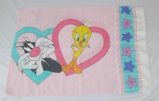 Vintage Tweety Bird Sylvester Pillowcase Bugs Bunny Looney Tunes 1996 Pink
