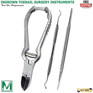 INGROWN TOENAIL CLIPPERS CUTTER NAIL LIFTER FILE (3 PC) PODIATRY PEDICURE TOOLS - Picture 1 of 4