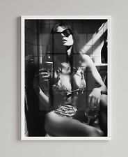 Sexy Party Girl On The Toilet Drinking Smoking Print Poster Wall Art Picture A4+