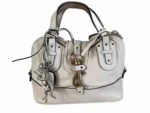 Authentic Chloe Kerala Equestrian Bowling Bag with Horse Charms Light Grey New - Picture 1 of 12