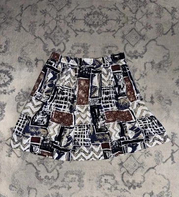 Falda corta plisada vintage Essentials by Worthington Geo Cottage Boho talla S/M. Foto 1 de 4