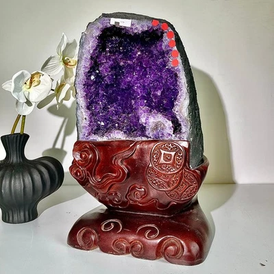 25.5LB Natural Uruguayan Amethyst Quartz Cave Geode Crystal Specimen Healing - Image 1 of 4