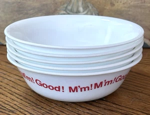 Corelle Set of 5 Cereal Bowls 6.25" Campbell’s Soup M’m! M’m! Good! White Red - Foto 1 di 7