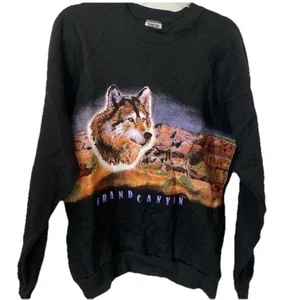 Vintage 90's WOLF Grand Canyon Crewneck Sweatshirt XL Outdoors Camping Hiking - Picture 1 of 4