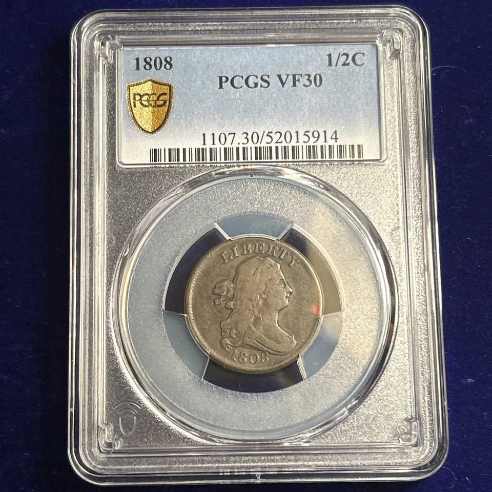 1808 Draped Bust Half Cent PCGS VF30 MM - Image 1 of 2