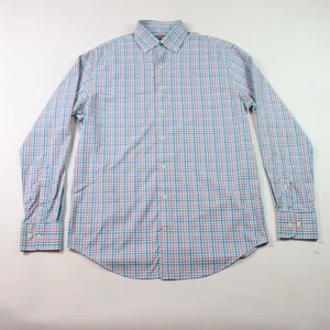 Camisa Peter Millar Para Hombre Mediana Blanca Azul A Cuadros Verano Comodidad Abotonada - Imagen 1 de 12