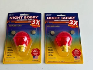 LOT 2 Night Bobby Lighted Fishing Float, Red Small, With Rattlin' Action - Picture 1 of 2