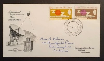 Bechuanaland Stamps 1965 ITU Centenary First Day Cover to UK (w) - Image 1 of 2