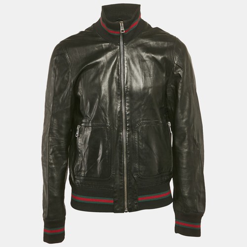 Gucci Giacca Bomber Pelle Nera XL