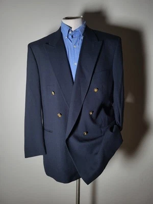 Chaqueta Blazer Abrigo 46R Vintage Austin Reed Hopsack Doble Pecho Dorado Botón  Foto 1 de 4