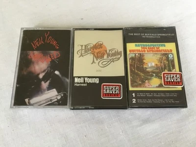 Neil Young Buffalo Springfield Sealed Cassette 3 Tape Lot Retrospective Harvest - Image 1 of 4