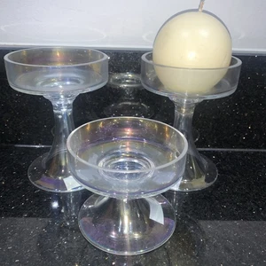 Trio of Boxed Yankee Candles Lustre Glass Pillar Candle Holders - New - Picture 1 of 23