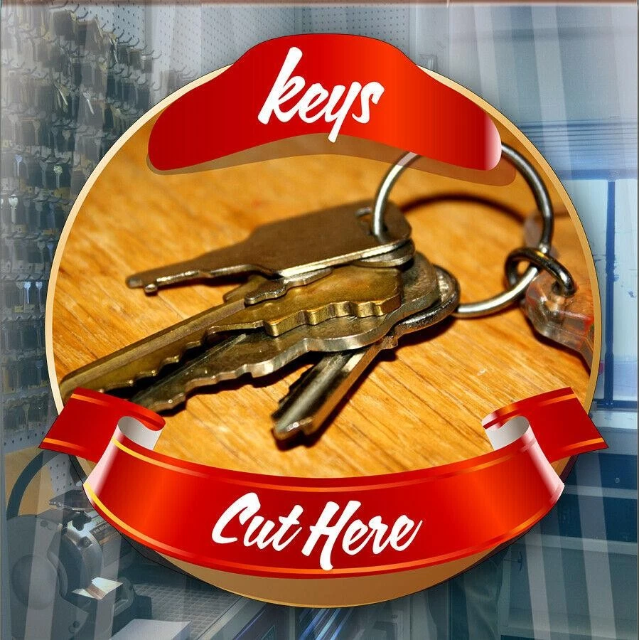 ARTISIGN CRAFTS Keys Cut Here Sticker Window Door Hardware Shop Key Cutting Service Sign POS