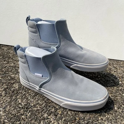 Vans Asher Mid Mujer Talla 8.5 Azul Claro Gamuza Pull on Chelsea Botas Zapatos Altos Foto 1 de 4