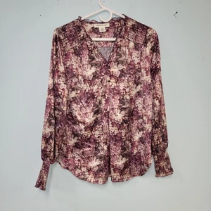 Blusa Skye's The Limit Mujer Talla M Blanca y Púrpura Floral Manga Larga Elástica - Imagen 1 de 8