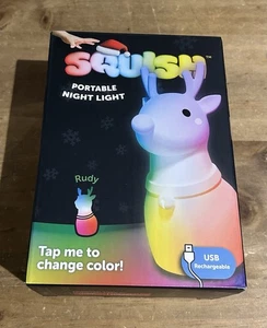 New Globe Squish Rechargeable Portable Night Light Rudy The Reindeer Multicolor - Picture 1 of 4