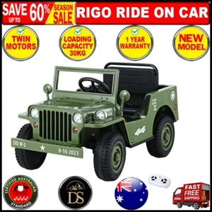 Rigo Ride On Car Jeep Kids Electric Military Toy Cars Off Road Vehicle 12V Olive - Picture 1 of 11