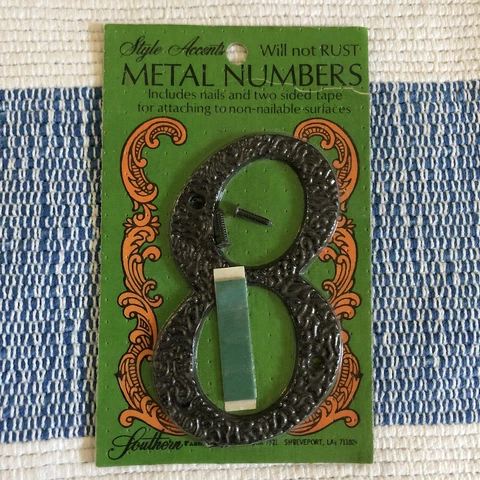 NOS Vintage Mid Century metal house number 8 Black 4” Tall Cover