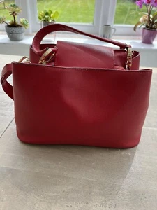 Red Leather two way Handbag Detachable Strap - Picture 1 of 21