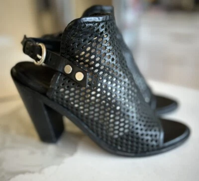 Rag Bone Wyatt Black Perforated Slingback Sandals Booties Size 37.5  US 7 - Image 1 of 4
