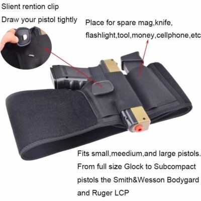 Tactical Belly Band Holster for Concealed Carry Fits Glock Sig S&W 9m IWB/OWB - Image 1 of 4