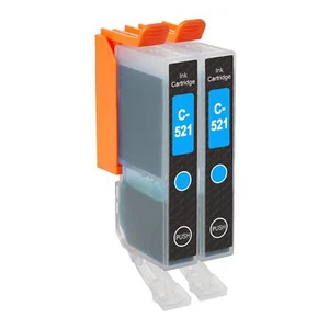 2 cartucce inchiostro ciano per sostituire Canon CLI-521C compatibili per PIXMA - Foto 1 di 5