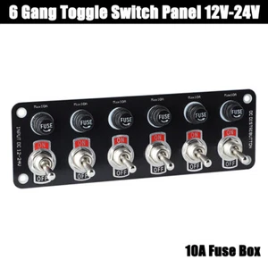 6 Gang On-Off Toggle Switch Panel Circuit Breaker 12/24V with 10A Fuse Car Boat - Picture 1 of 12