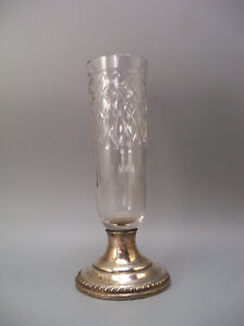 Sheffield & Co Weighted Sterling Silver Cut Crystal Vase