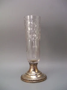 Sheffield & Co Weighted Sterling Silver Cut Crystal Vase - Picture 1 of 10