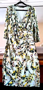 per una mint mix ruched stretch bodycon lined  summer dress uk 14 immaculate - Picture 1 of 2