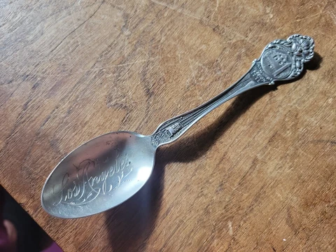 Antique INTERNATIONAL Sterling Silver Souvenir Spoon LOS ANGELES Mt. Lowe RR Cover