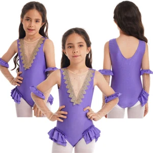 FEESHOW Kids Girls Showman Costume Halloween Cosplay Leotards With Arm AU - Picture 1 of 15