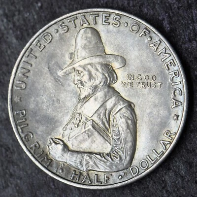 1920 "Dark Toned" Pilgrim Tercentenary Celebration Half Dollar 50C -COINGIANTS - - Image 1 of 2
