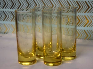 Set / 4 1940's Cambridge Glass Harlequin Little Joe's Shot Glasses Amber - Picture 1 of 5