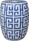 Garden Stool Greek Key Backless Colors May Vary Blue White Variable Polished