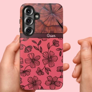 Pink & Flowers & Wood grain Tough Phone Case for Iphone, Samsung Galaxy, & Pixel - Picture 1 of 288