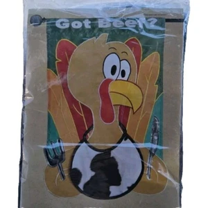Nuova bandiera creativa grande da cortile Ringraziamento Turchia "GOT BEEF?" 28x44" - Foto 1 di 4