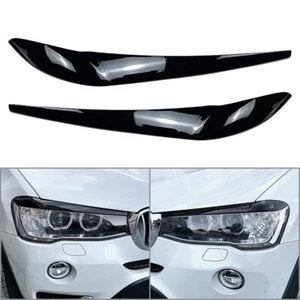 Front Headlight Eyebrow Eyelid Cover For BMW X3 F25 X4 F26 2014-17 Glossy Black - Picture 1 of 7