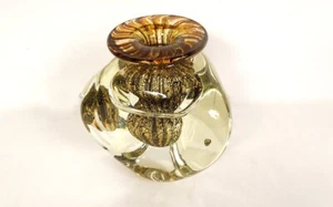 Vase Dreieckig Jean-Claude Novaro Glas Geblasenes Blattgold 1983 20. Jahrhundert - Picture 1 of 1