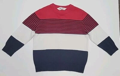 Suéter H&M Rojo Blanco Azul Marino Cuello Redondo 2-4 años Niño Pullover Tejido Manga Larga Foto 1 de 4