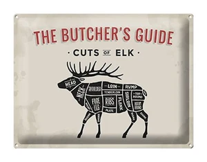 Blechschild Metzgerei 40x30 cm Elch cuts of Elk Metall Deko Schild tin sign - Picture 1 of 5
