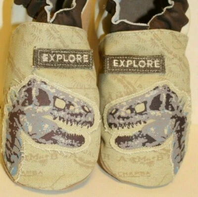 NIB Robeez Eco Friendly Dinosaur Dig cream Explore soft shoes 3-4 yrs size 10-11 - Image 1 of 4