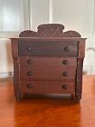fine 1800s dovetailed  carved classical empire chest minature salesman sample