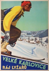 HORAK LADISLAV VELKE KARLOVICE - RAJ LYZARU 1946 OLD POSTER - Picture 1 of 1