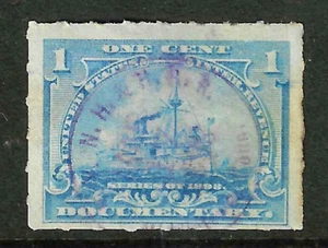 NY NH & H RAILROAD Battleship Revenue documentario 1 centesimo retro del libro US 98F63 - Foto 1 di 2