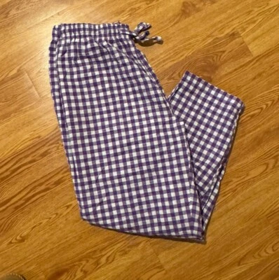 Pantalones de pijama Woman Within talla 18W púrpura, guinga blanca 100 % algodón G2 Foto 1 de 4