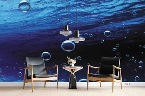 3D Blue Water Bubble Self-adhesive Removable Wallpaper Murals Wall - Picture 1 of 4