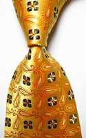 New Classic Paisley Gold Black White JACQUARD WOVEN 100% Silk Men's Tie Necktie